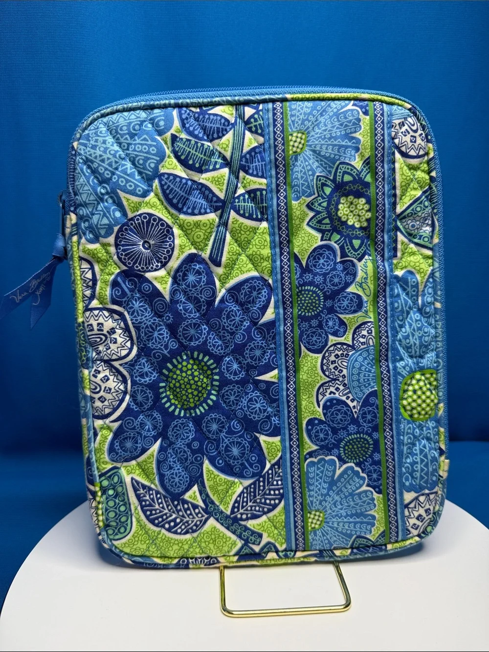 Vera Bradley Blue Navy Lime Green Floral Laptop Sleeve